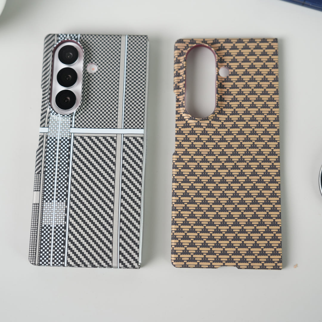 Samsung Galaxy Z Fold 7 Carbon Fiber Aramid Texture Case | Hard PC Slim MagSafe Cover | Shockproof Protective Design