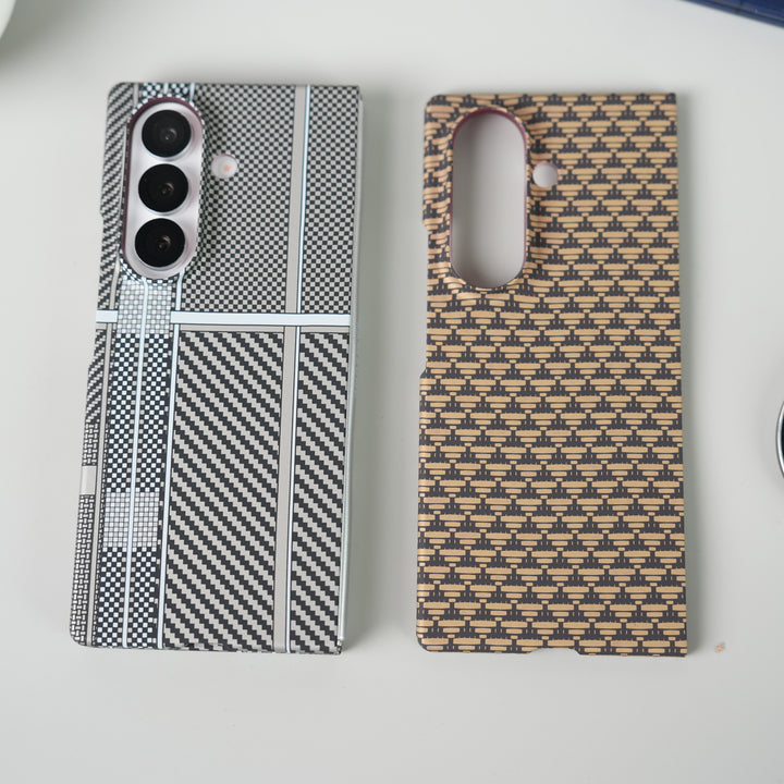 Samsung Galaxy Z Fold 7 Carbon Fiber Aramid Texture Case | Hard PC Slim MagSafe Cover | Shockproof Protective Design