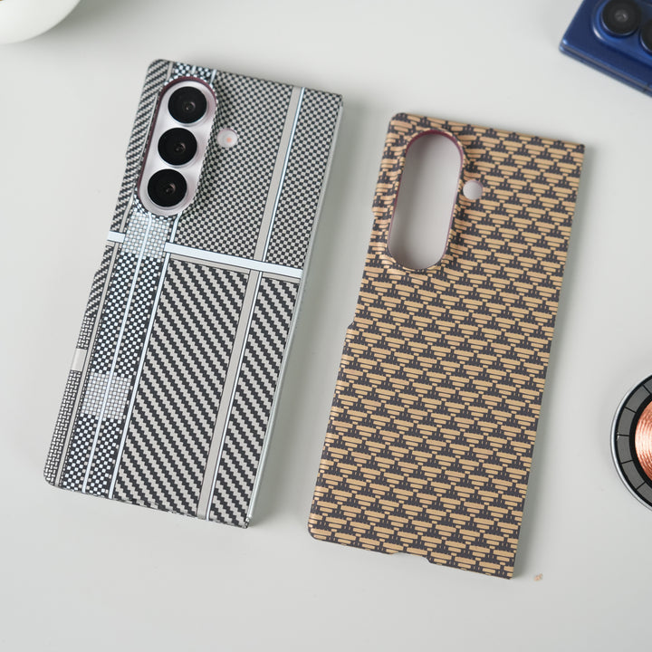 Samsung Galaxy Z Fold 7 Carbon Fiber Aramid Texture Case | Hard PC Slim MagSafe Cover | Shockproof Protective Design