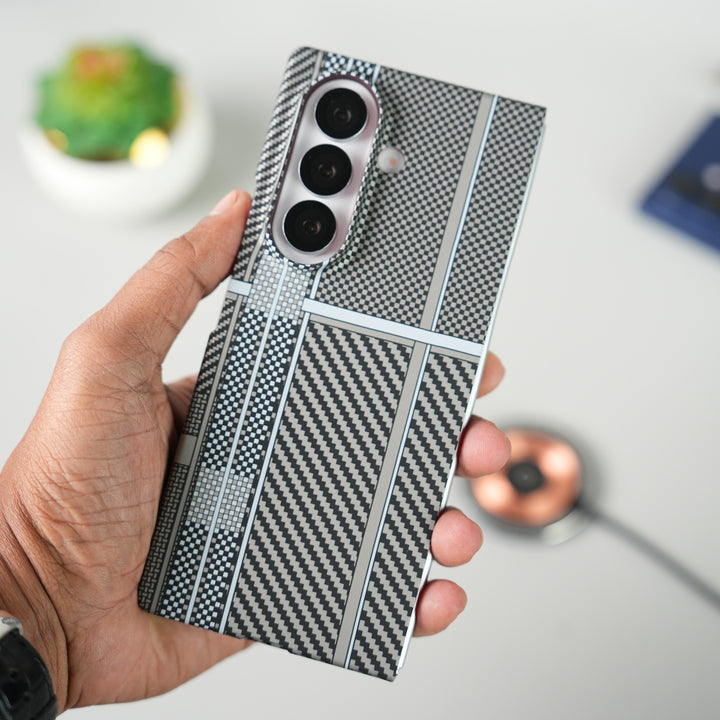 Samsung Galaxy Z Fold 7 Carbon Fiber Aramid Texture Case | Hard PC Slim MagSafe Cover | Shockproof Protective Design