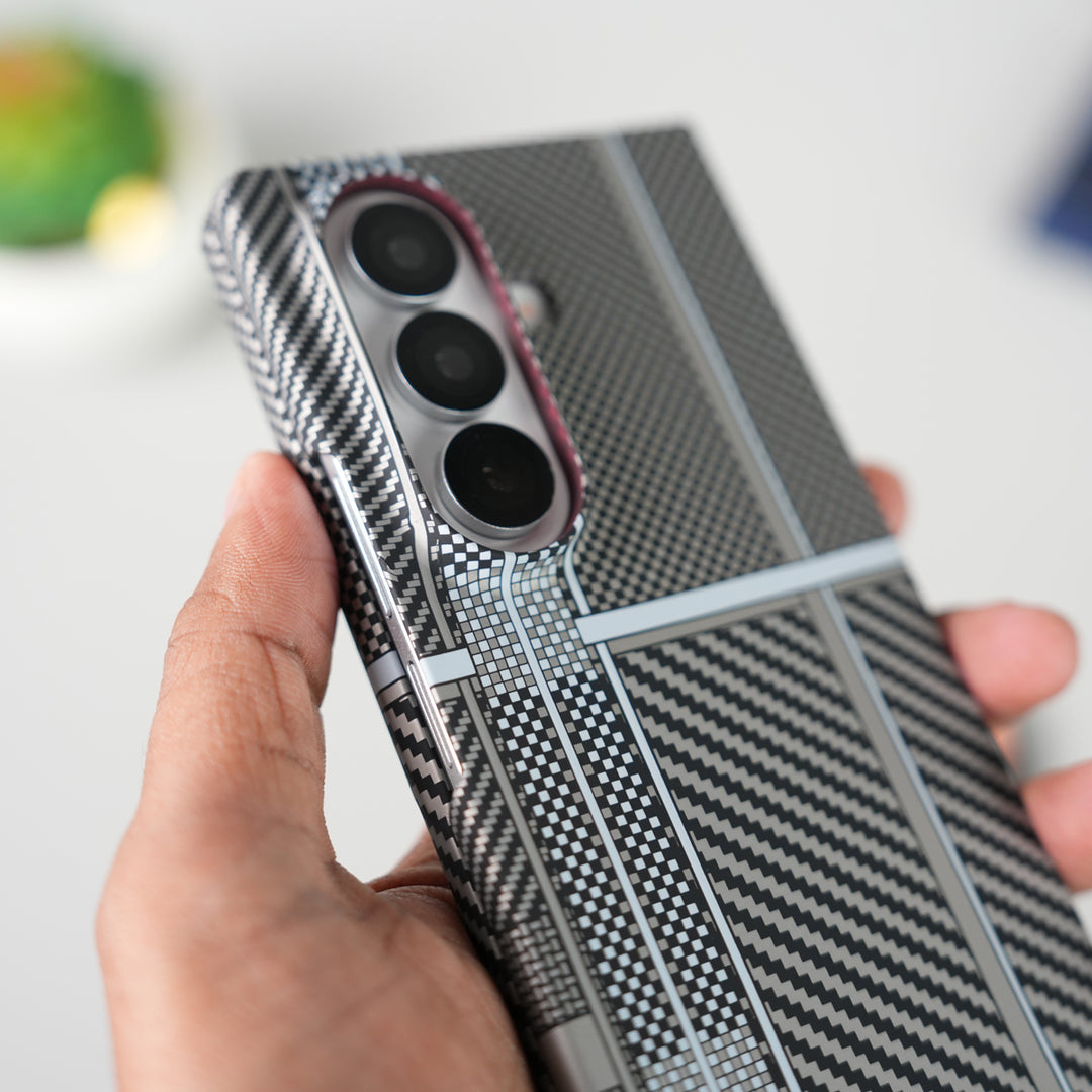Samsung Galaxy Z Fold 7 Carbon Fiber Aramid Texture Case | Hard PC Slim MagSafe Cover | Shockproof Protective Design