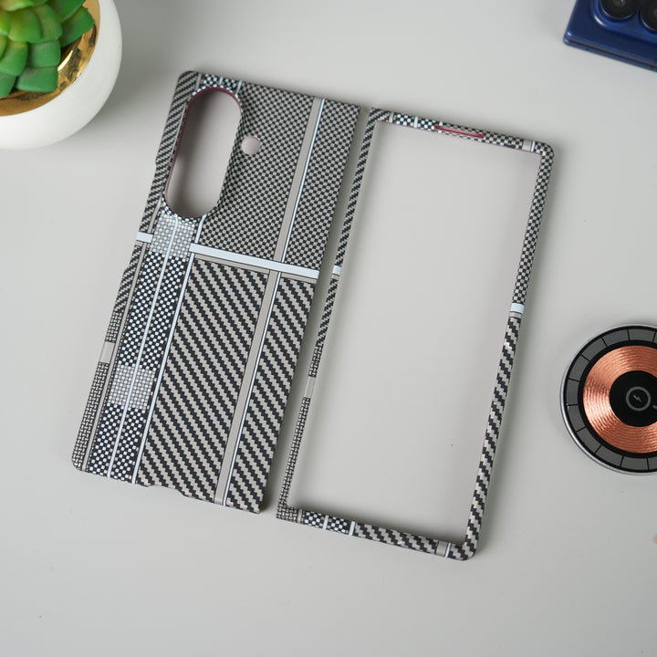 Samsung Galaxy Z Fold 7 Carbon Fiber Aramid Texture Case | Hard PC Slim MagSafe Cover | Shockproof Protective Design