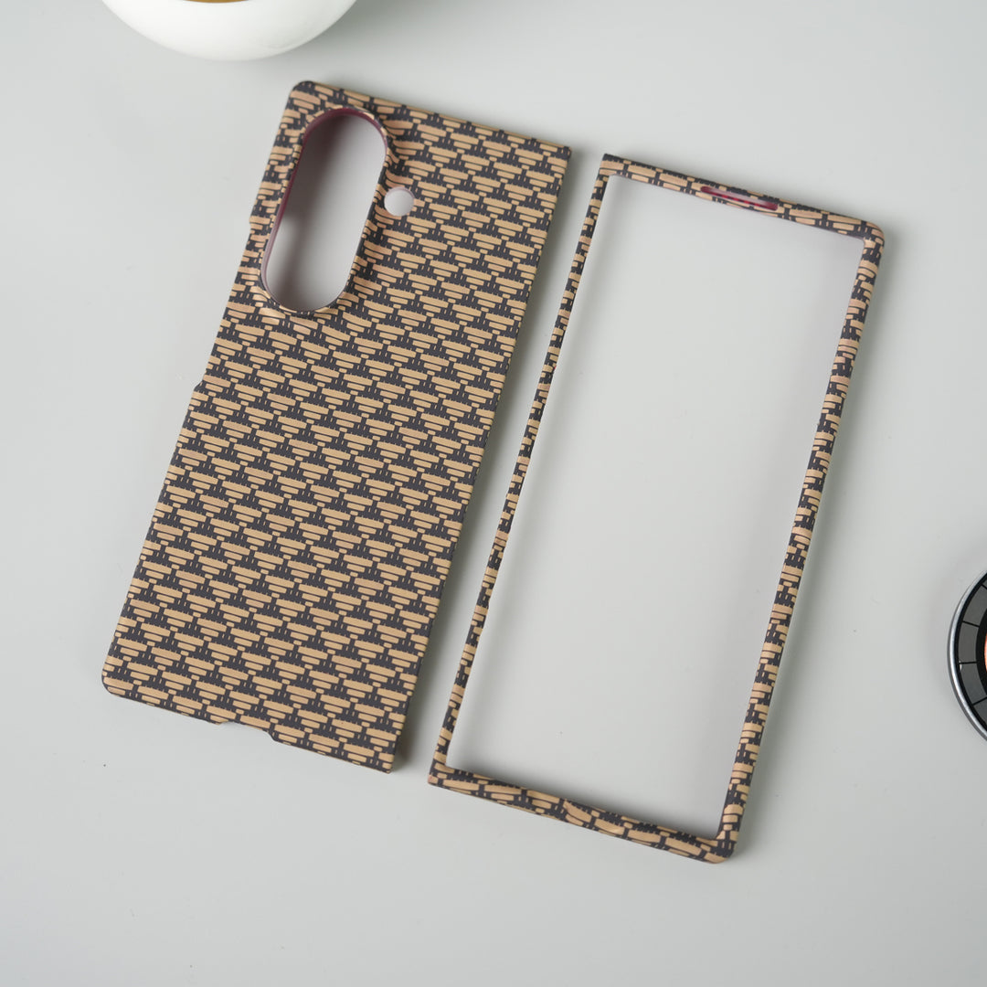 Samsung Galaxy Z Fold 7 Carbon Fiber Aramid Texture Case | Hard PC Slim MagSafe Cover | Shockproof Protective Design