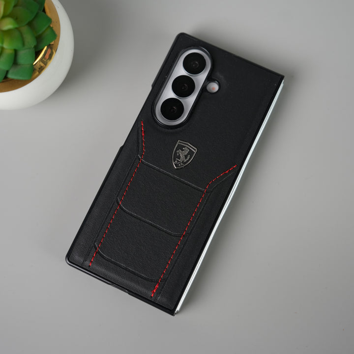 Samsung Galaxy Z Fold 7 FR Stitched PU Leather Case Cover