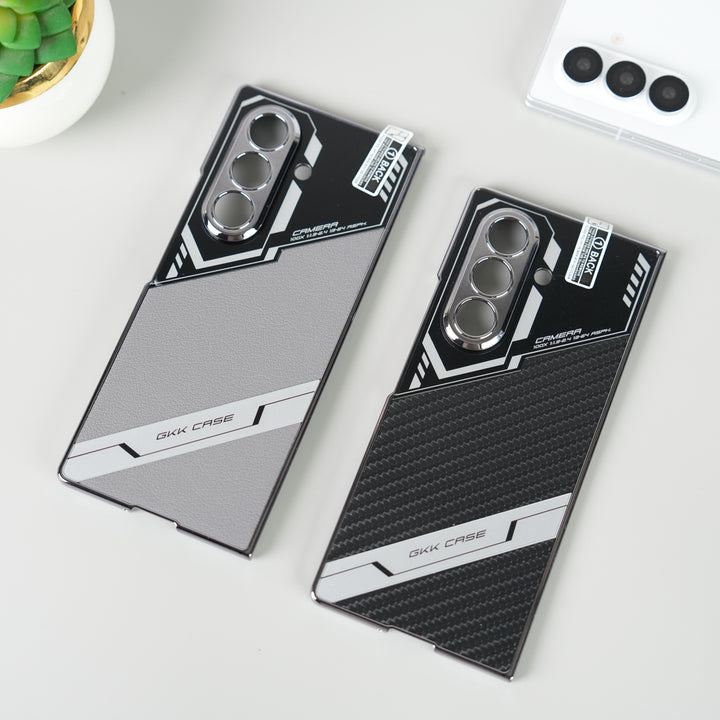 Samsung Galaxy Z Fold 7 GKK Carbon Leather Chrome Case with Front Glass