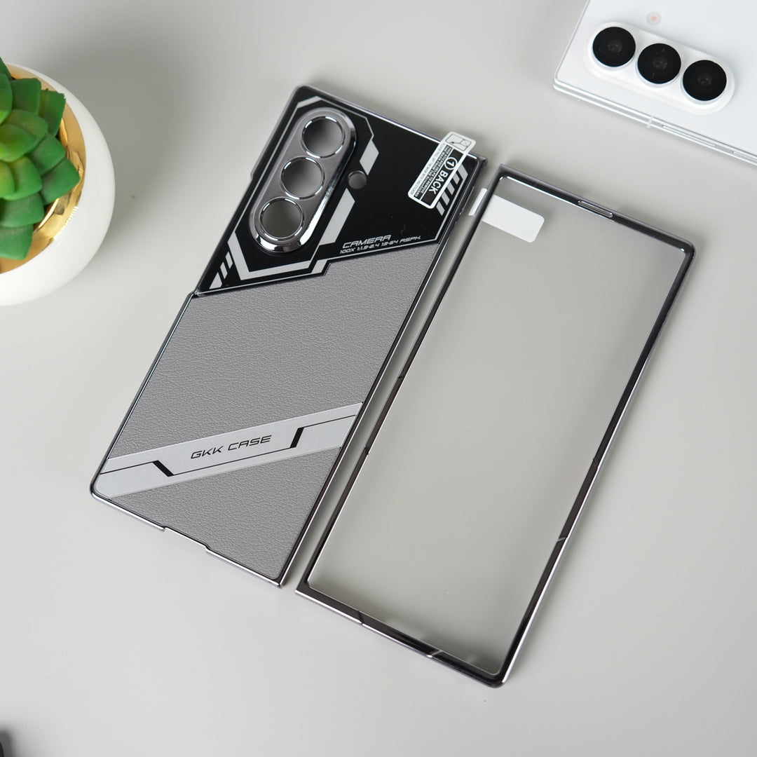 Samsung Galaxy Z Fold 7 GKK Carbon Leather Chrome Case with Front Glass