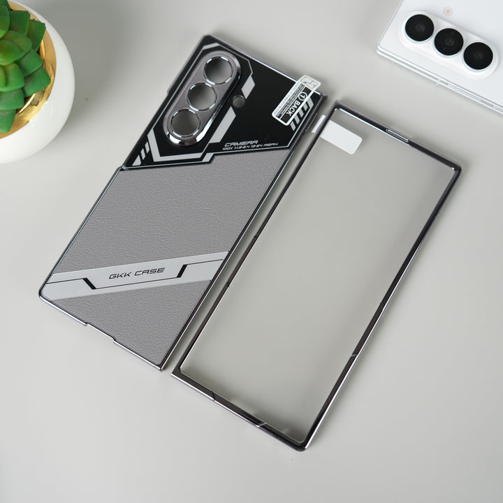 Samsung Galaxy Z Fold 7 GKK Carbon Leather Chrome Case with Front Glass