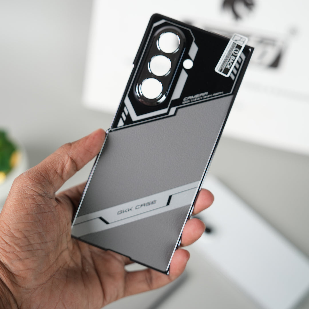 Samsung Galaxy Z Fold 7 GKK Carbon Leather Chrome Case with Front Glass