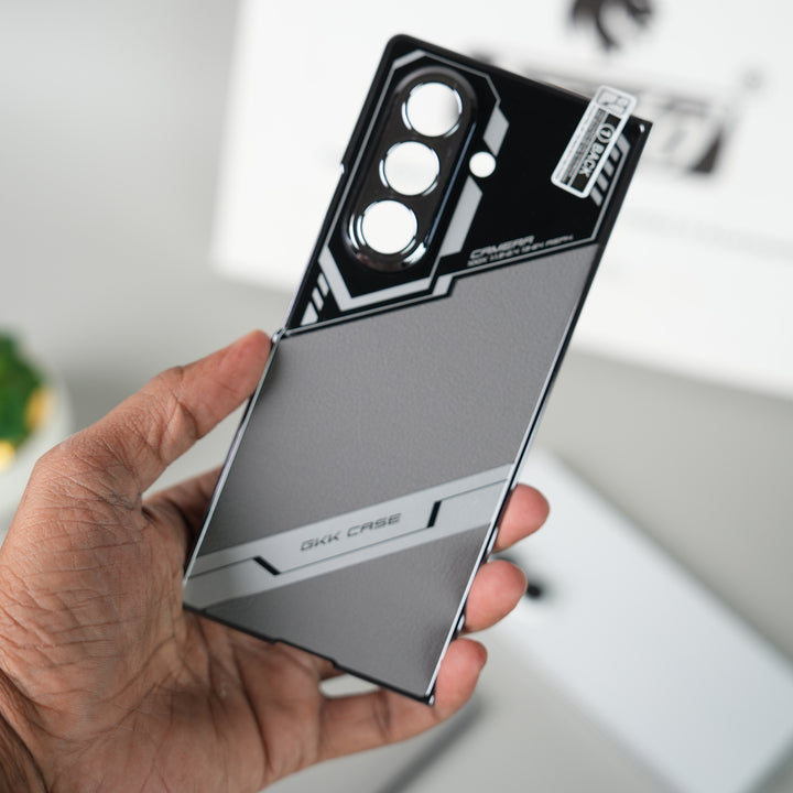 Samsung Galaxy Z Fold 7 GKK Carbon Leather Chrome Case with Front Glass