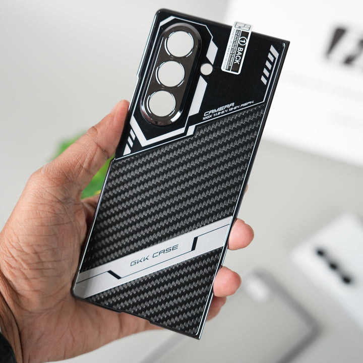 Samsung Galaxy Z Fold 7 GKK Carbon Leather Chrome Case with Front Glass