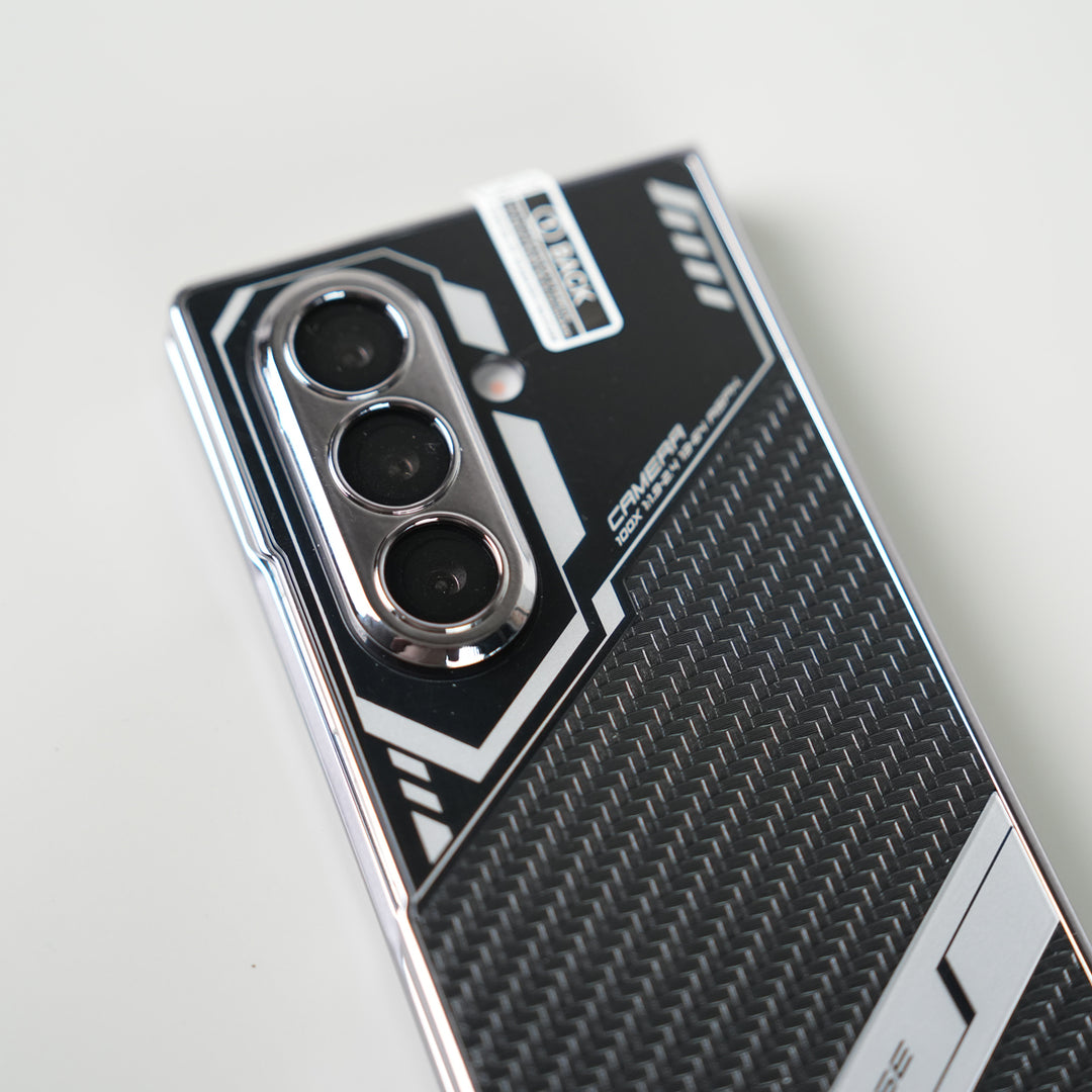 Samsung Galaxy Z Fold 7 GKK Carbon Leather Chrome Case with Front Glass
