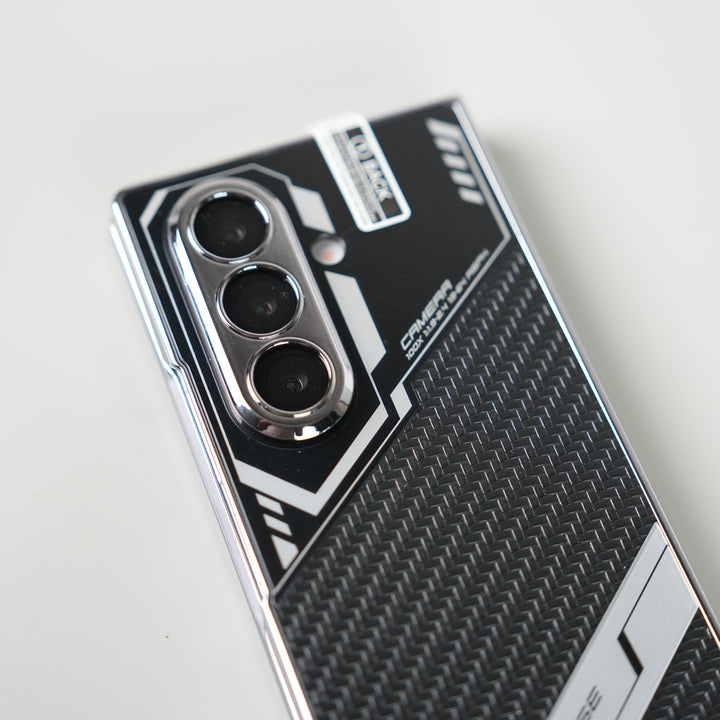 Samsung Galaxy Z Fold 7 GKK Carbon Leather Chrome Case with Front Glass