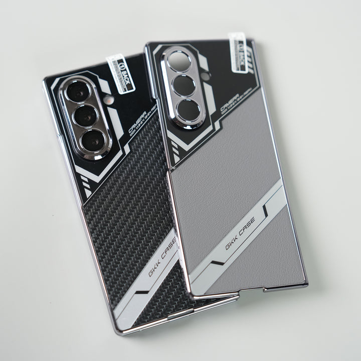 Samsung Galaxy Z Fold 7 GKK Carbon Leather Chrome Case with Front Glass