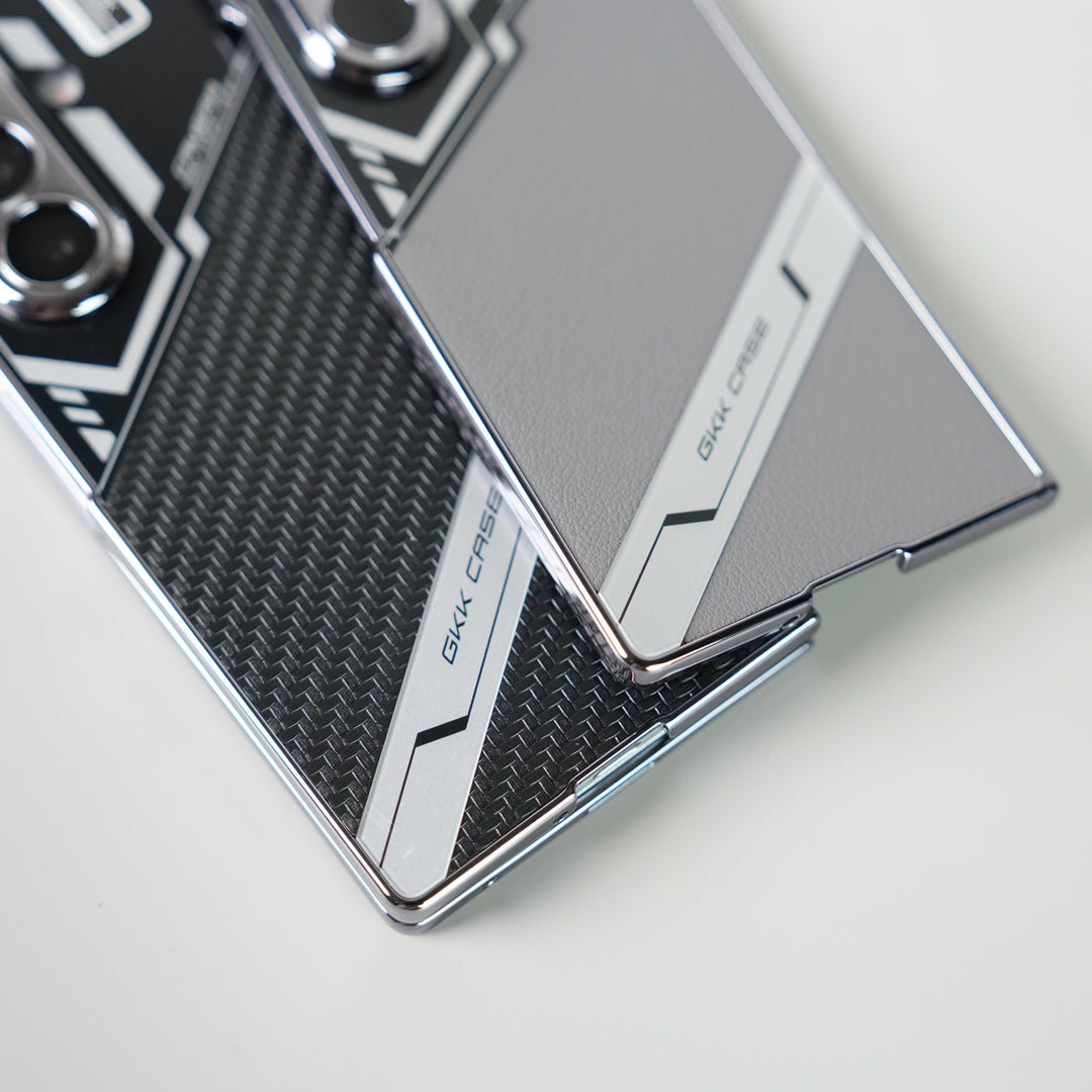 Samsung Galaxy Z Fold 7 GKK Carbon Leather Chrome Case with Front Glass