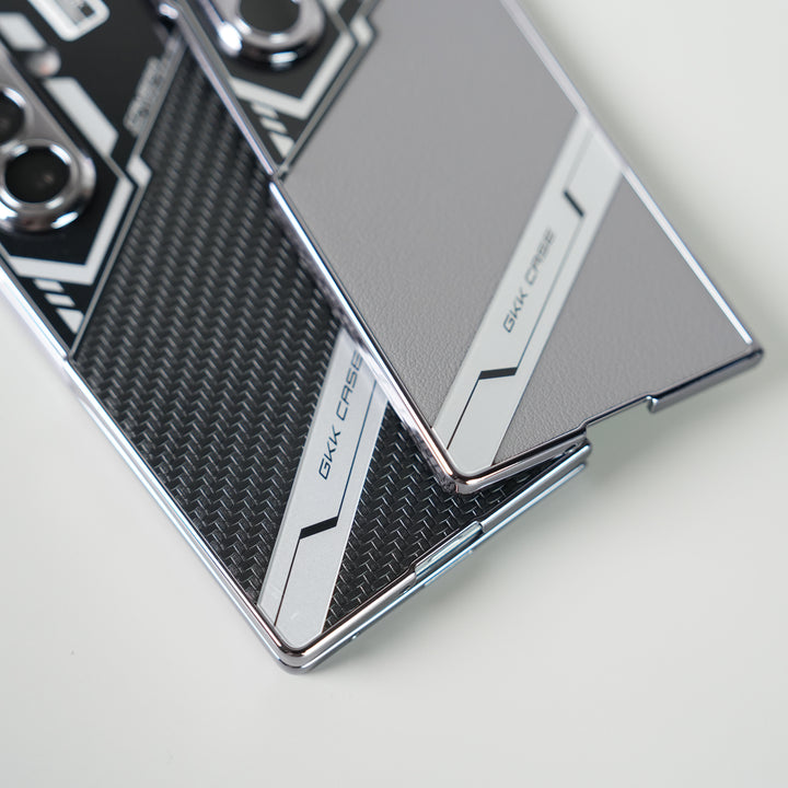 Samsung Galaxy Z Fold 7 GKK Carbon Leather Chrome Case with Front Glass