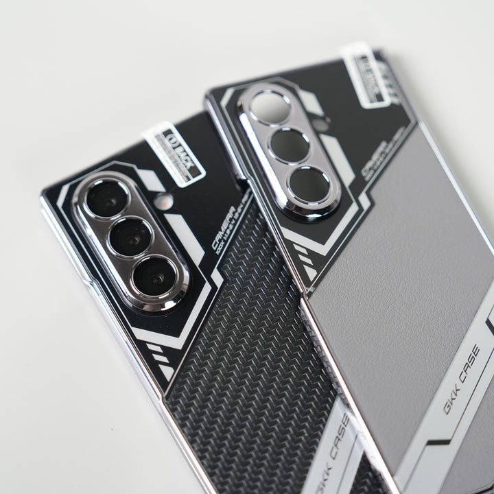Samsung Galaxy Z Fold 7 GKK Carbon Leather Chrome Case with Front Glass