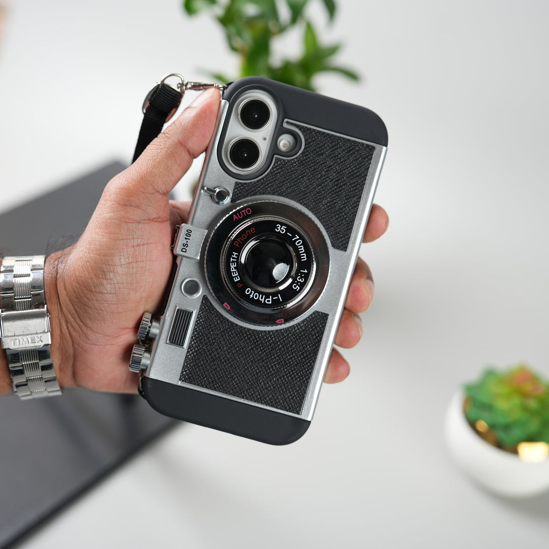 iPhone 17 Series Retro Camera Design Case with Lanyard | Shockproof Protective Cover