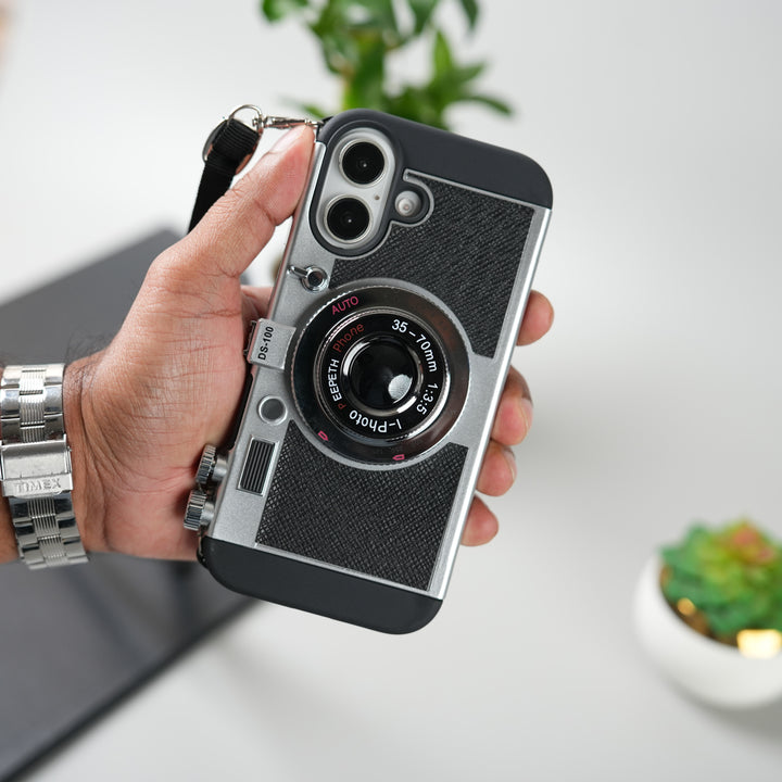 iPhone 17 Series Retro Camera Design Case with Lanyard | Shockproof Protective Cover