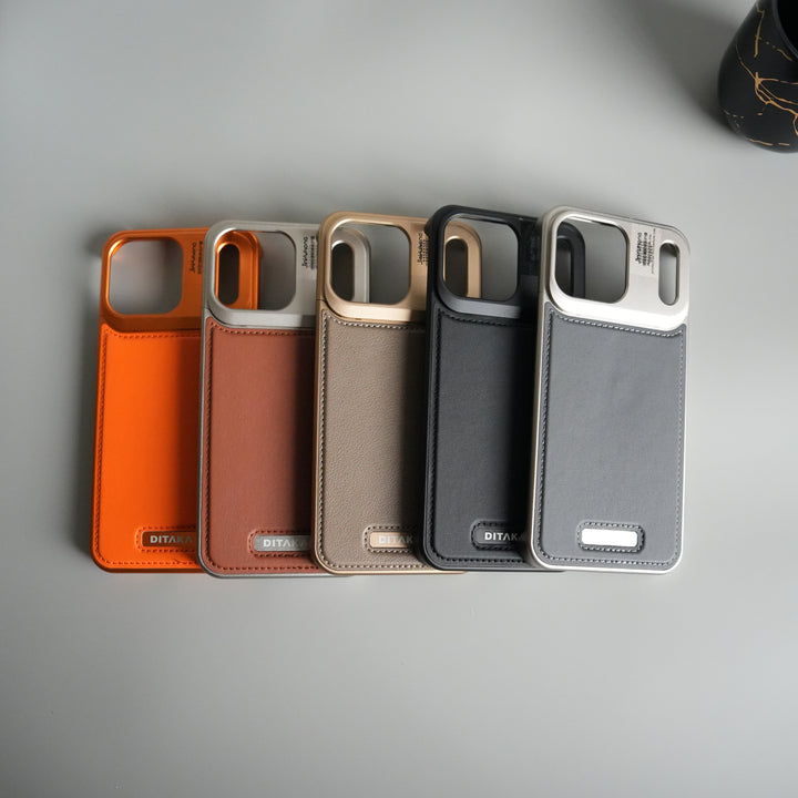 iPhone 17 Series Premium Metallic AeroFLex Leather MagSafe Case