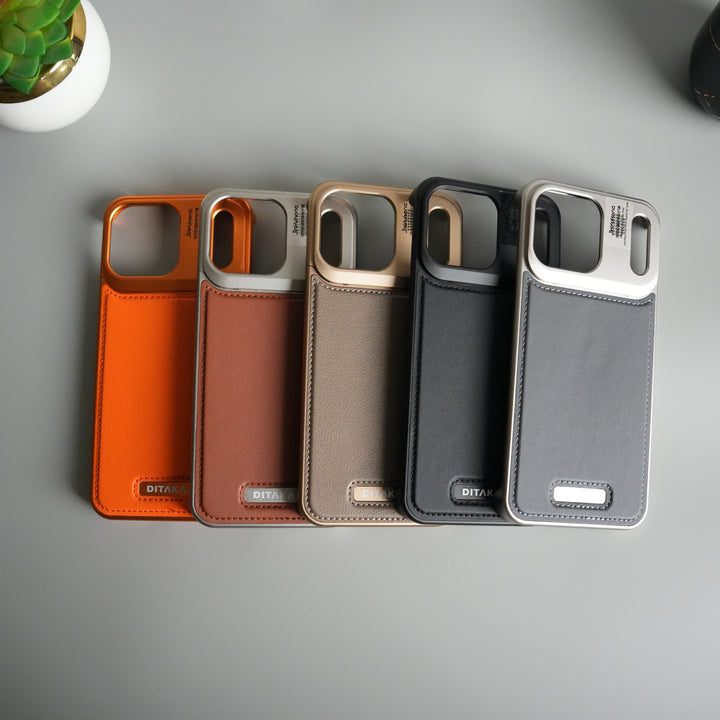 iPhone 17 Series Premium Metallic AeroFLex Leather MagSafe Case