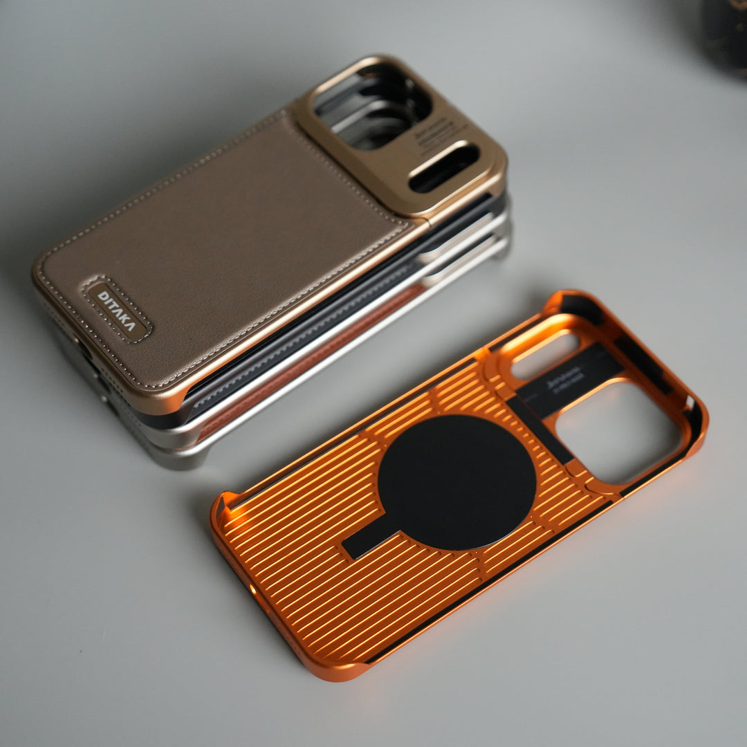 iPhone 17 Series Premium Metallic AeroFLex Leather MagSafe Case