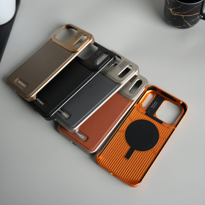 iPhone 17 Series Premium Metallic AeroFLex Leather MagSafe Case