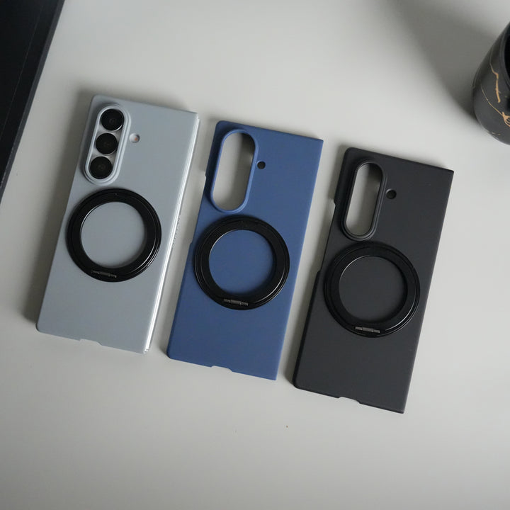 Galaxy Z Fold 5 Case | 360° Rotating Stand + Front Glass Cover