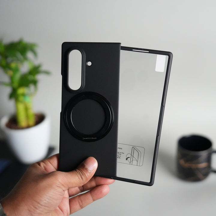 Galaxy Z Fold 5 Case | 360° Rotating Stand + Front Glass Cover
