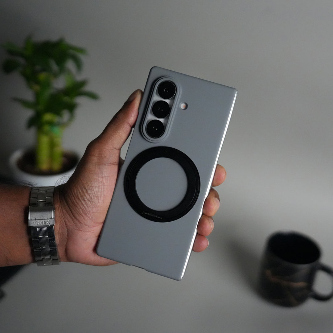 Galaxy Z Fold 5 Case | 360° Rotating Stand + Front Glass Cover