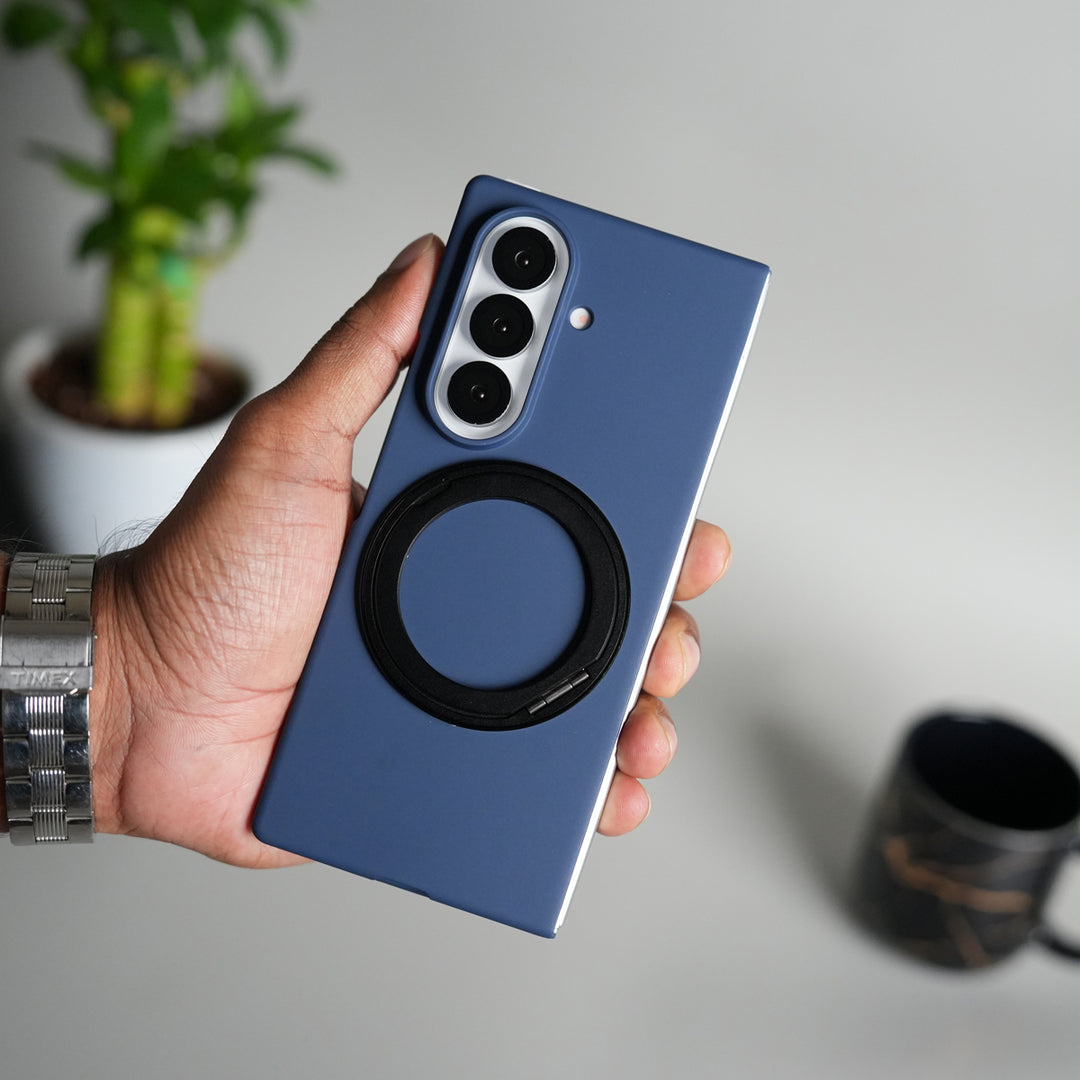 Galaxy Z Fold 5 Case | 360° Rotating Stand + Front Glass Cover