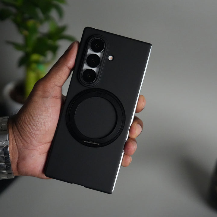 Galaxy Z Fold 5 Case | 360° Rotating Stand + Front Glass Cover