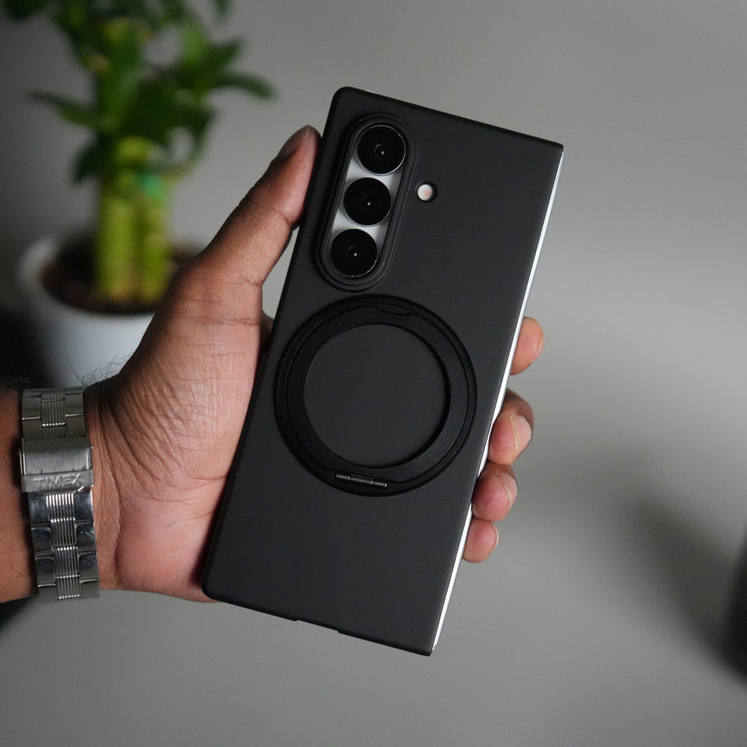 Galaxy Z Fold 5 Case | 360° Rotating Stand + Front Glass Cover