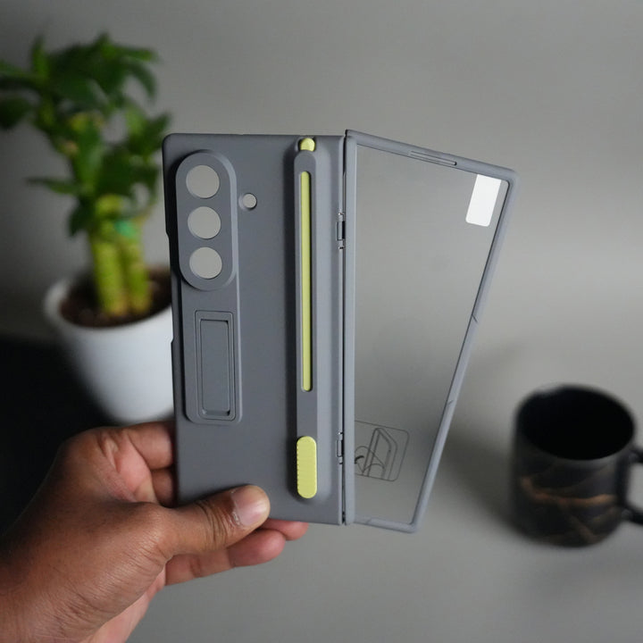 Galaxy Z Fold 7 Front Glass Protection Case With PushUP S Pen Holder
