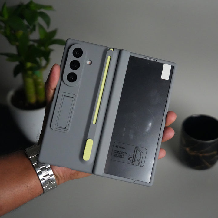 Galaxy Z Fold 7 Front Glass Protection Case With PushUP S Pen Holder