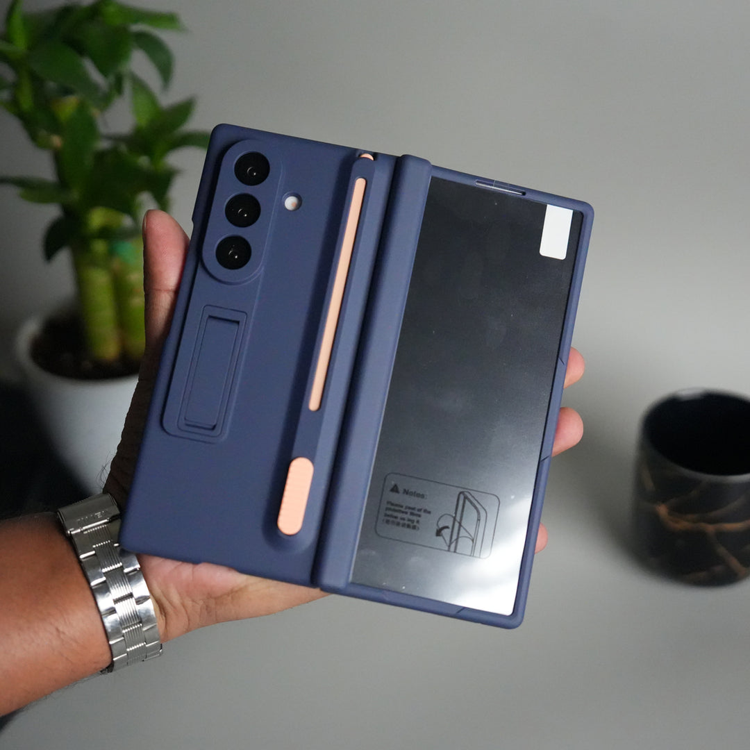 Galaxy Z Fold 7 Front Glass Protection Case With PushUP S Pen Holder