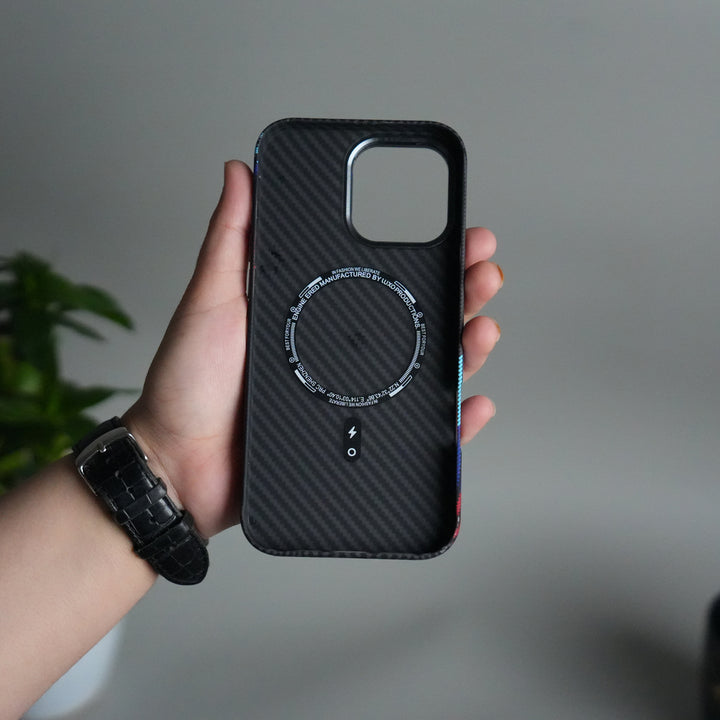 iPhone 16 Series Carbon Fiber Texture Design Hard Pc MagSafe Case Cover MintBlueRed