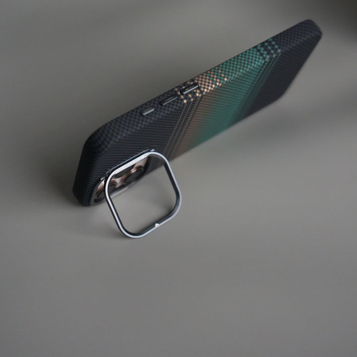 iPhone 15 Series Carbon Fiber Texture Design Hard Pc MagSafe Case Cover GreenOrange
