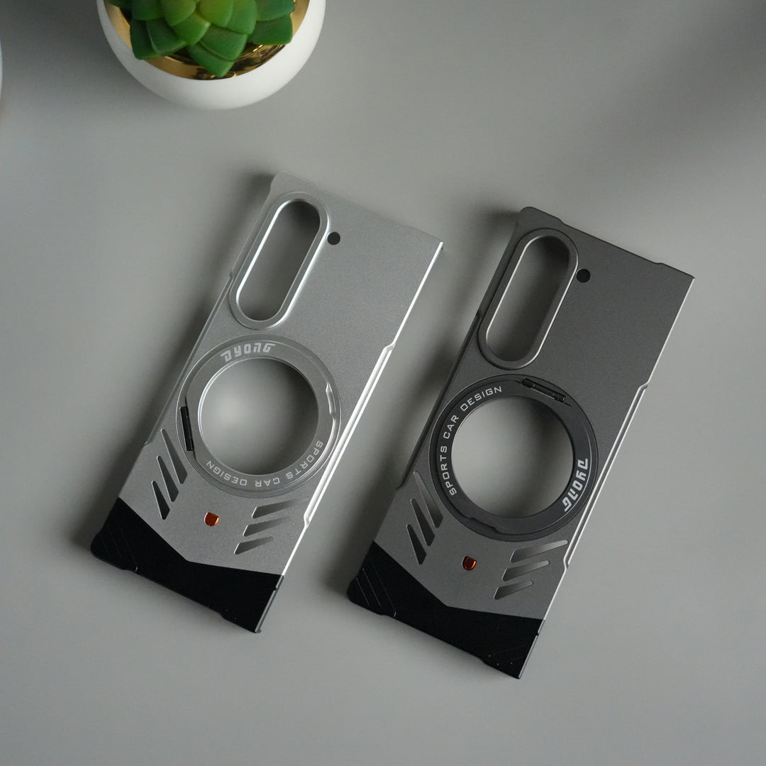 Galaxy Z Fold 6 Magnetic Aluminum Alloy Metal Rimless Frame Heat Dissipation Stand Phone Case
