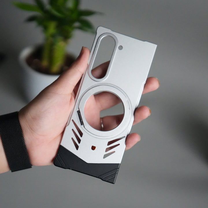 Galaxy Z Fold 6 Magnetic Aluminum Alloy Metal Rimless Frame Heat Dissipation Stand Phone Case