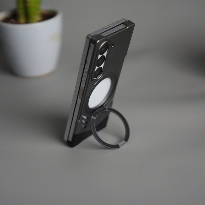 Galaxy Z Fold 6 Magnetic Aluminum Alloy Metal Rimless Frame Heat Dissipation Stand Phone Case
