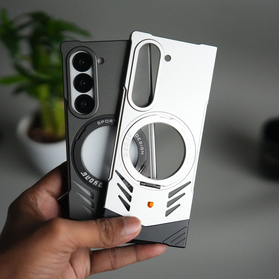 Galaxy Z Fold 6 Magnetic Aluminum Alloy Metal Rimless Frame Heat Dissipation Stand Phone Case
