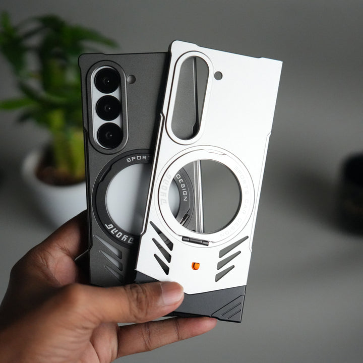Galaxy Z Fold 6 Magnetic Aluminum Alloy Metal Rimless Frame Heat Dissipation Stand Phone Case