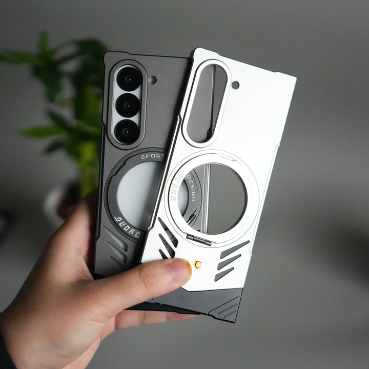 Galaxy Z Fold 6 Magnetic Aluminum Alloy Metal Rimless Frame Heat Dissipation Stand Phone Case
