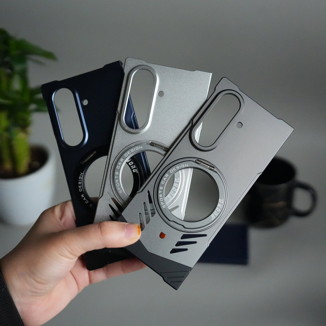 Galaxy Z Fold 7 Magnetic Aluminum Alloy Metal Rimless Frame Heat Dissipation Stand Phone Case