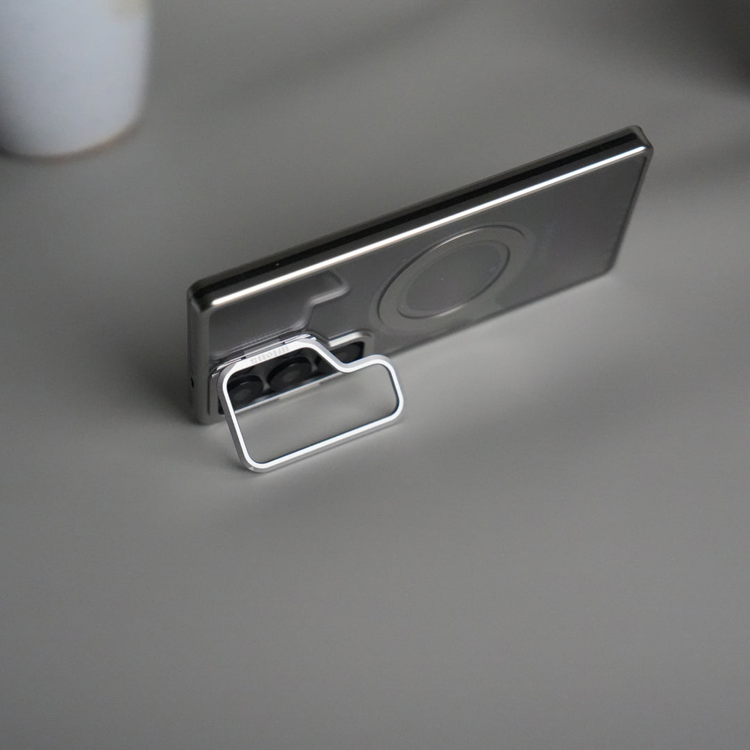 Galaxy S25 Ultra Metal Camera Kickstand Case | Clear Shockproof Cover with Magnetic Ring