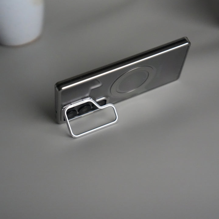 Galaxy S25 Ultra Metal Camera Kickstand Case | Clear Shockproof Cover with Magnetic Ring