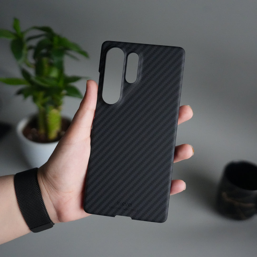 Galaxy S25 Ultra Carbon Fiber Slim Case | Ultra-Thin Magnetic Charging Ring Cover