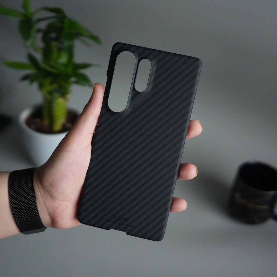 Galaxy S25 Ultra Carbon Fiber Slim Case | Ultra-Thin Magnetic Charging Ring Cover