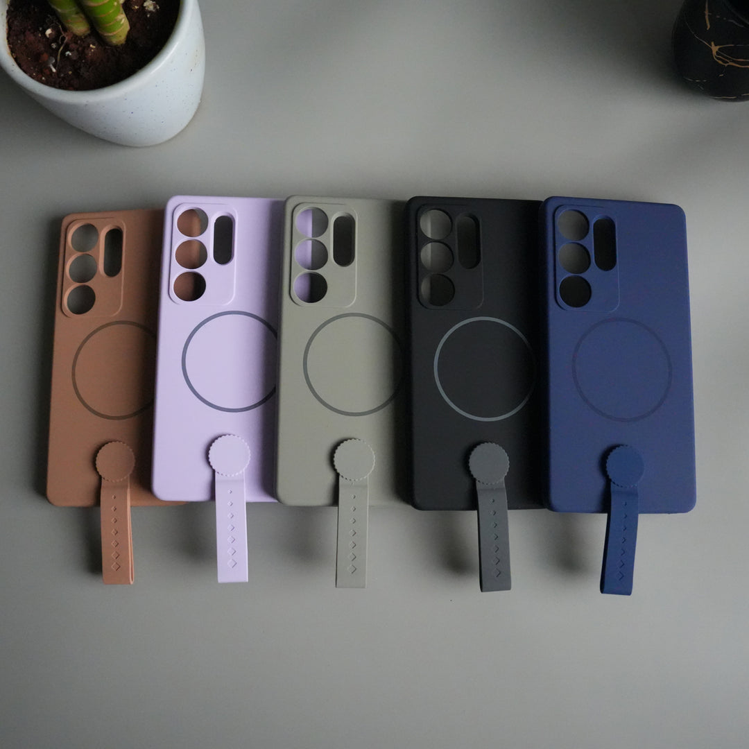 Galaxy S25 Ultra Silicone Case | Magnetic Ring | Silicone Grip Strap Cover