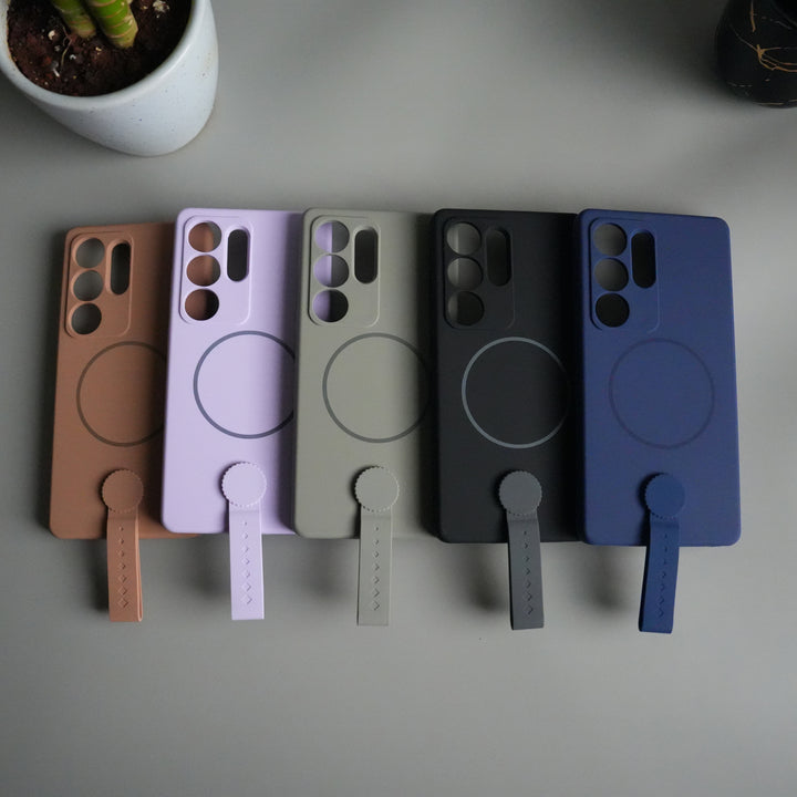 Galaxy S25 Ultra Silicone Case | Magnetic Ring | Silicone Grip Strap Cover